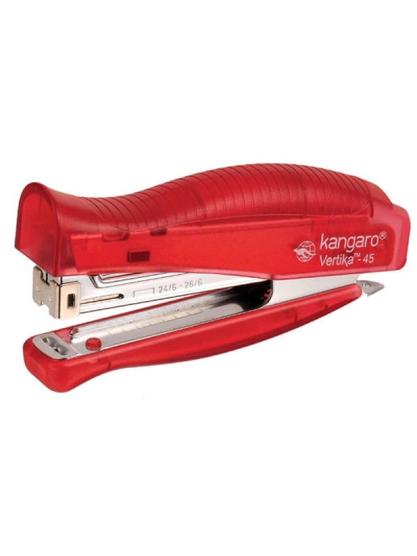 Zszywacz KANGARO Veritka-45 C-THRU+zszywki, zszywa do 30 kartek, blister, czerwony