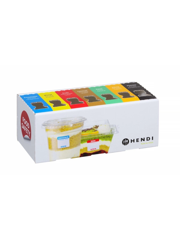 Zestaw etykiet wielorazowych Food Safety na każdy dzień tygodnia z podajnikiem, 240x80x(H)100mm