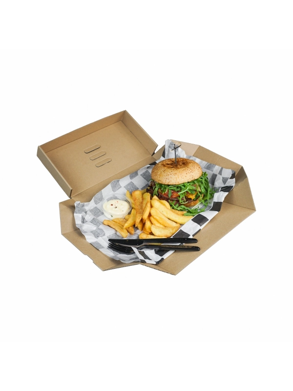 Pudełko BURGER XL zestaw 13x26x10cm brązowe, op.100szt. TnG