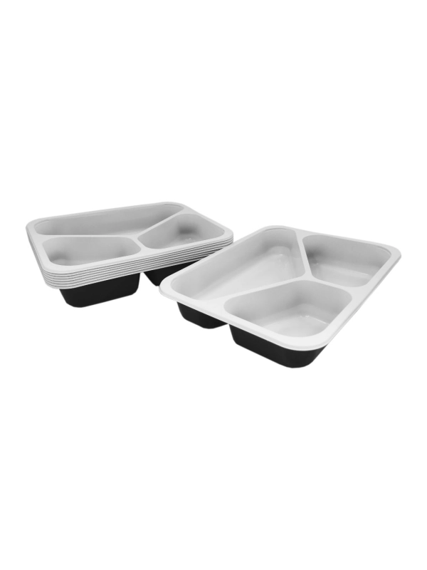 Pojemnik obiadowy do zgrzewu K 227/3, trójdzielny, czarno-biały 227x178x40, cena za opakowanie 50szt