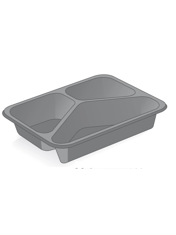 Pojemnik obiadowy do zgrzewu D-9410, 3-dzielny, czarny, 227x178x33, cena za op. 40 sztuk WIELORAZOWE