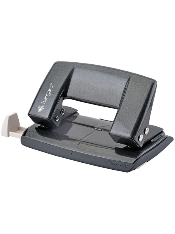 Dziurkacz KANGARO Aion-10G/S, dziurkuje do 10 kartek, metalowy, w pudełku PP, metaliczny szary