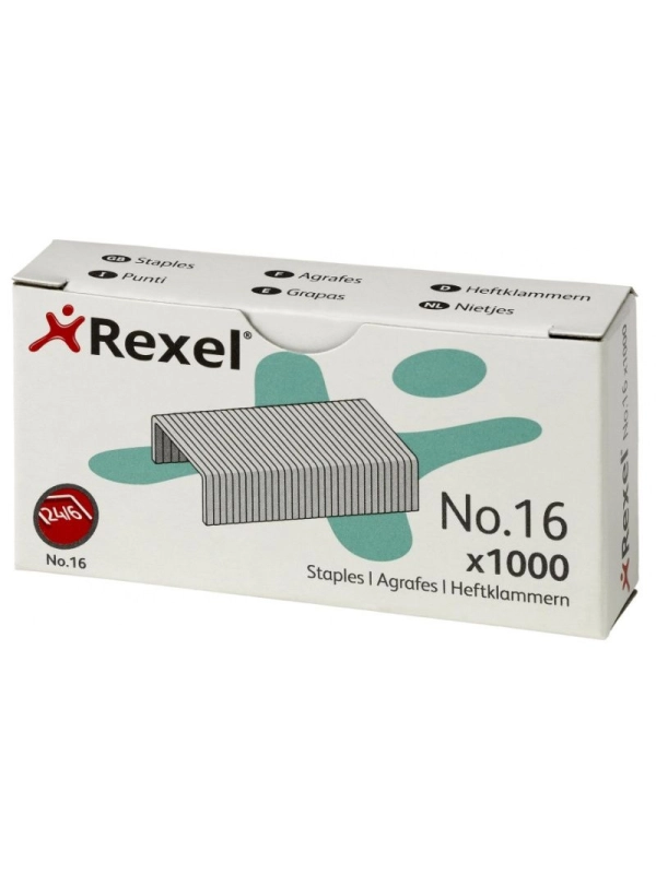 Zszywki REXEL nr 16, 24/6, 1000szt., srebrne