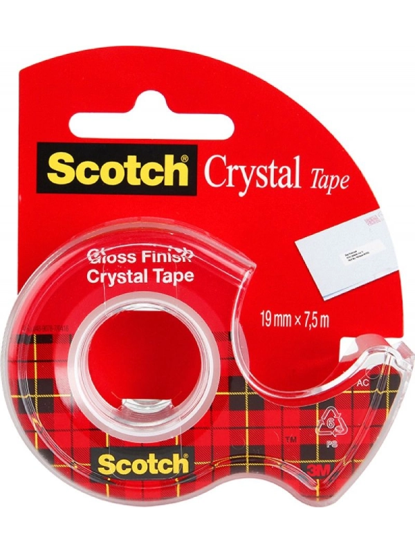 Taśma biurowa SCOTCH® Crystal Clear (6-1975), transparentna, 19mm, 7, 5m