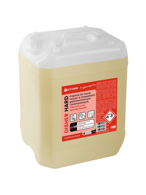 Ecoshine DISHER HARD 10L /12kg - Płyn myjący do zmywarek gastronomicznych