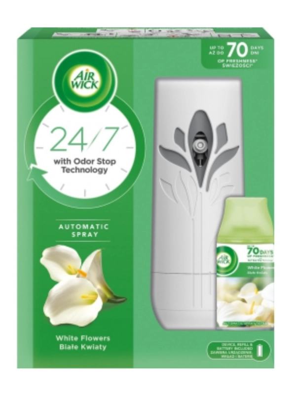 Odświeżacz automat AIR WICK freshmatic +wkład Białe Kwiaty 250ml KOMPLET