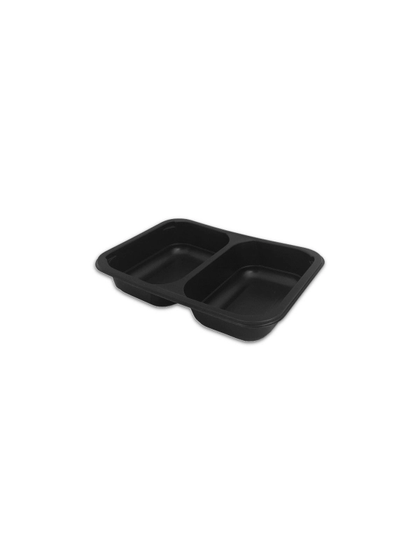 Pojemnik obiadowy do zgrzewu PP czarny - mały 187x137x36mm 2x250ml op. 640 sztuk
