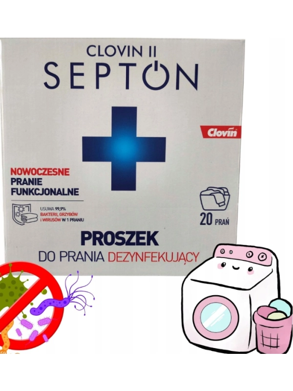 Proszek do prania dezynfekujący Clovin Septon 2,3 kg Proszek do prania dezynfekujący Clovin Septon 2,3 kg