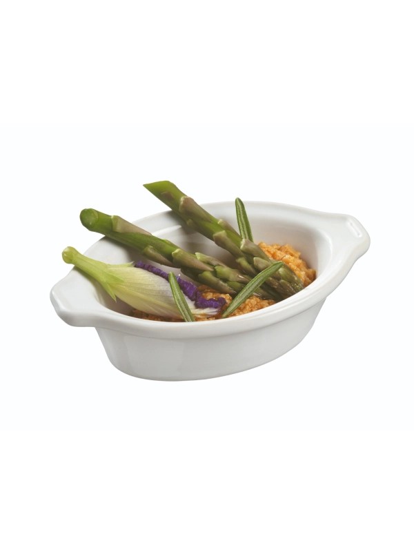 Finger food porcelana pucharek owalny brytfanna 88x53mm biały, op.12szt. (k/12)