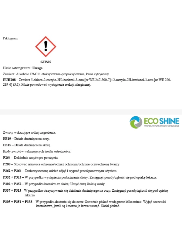 Ecoshine DIAMOND SPECIAL 10L - Płyn nabłyszczający, płuczący do zmywarek gastronomicznych do twardej wody Ecoshine DIAMOND SPECIAL 10L - Płyn nabłyszczający, płuczący do zmywarek gastronomicznych do twardej wody
