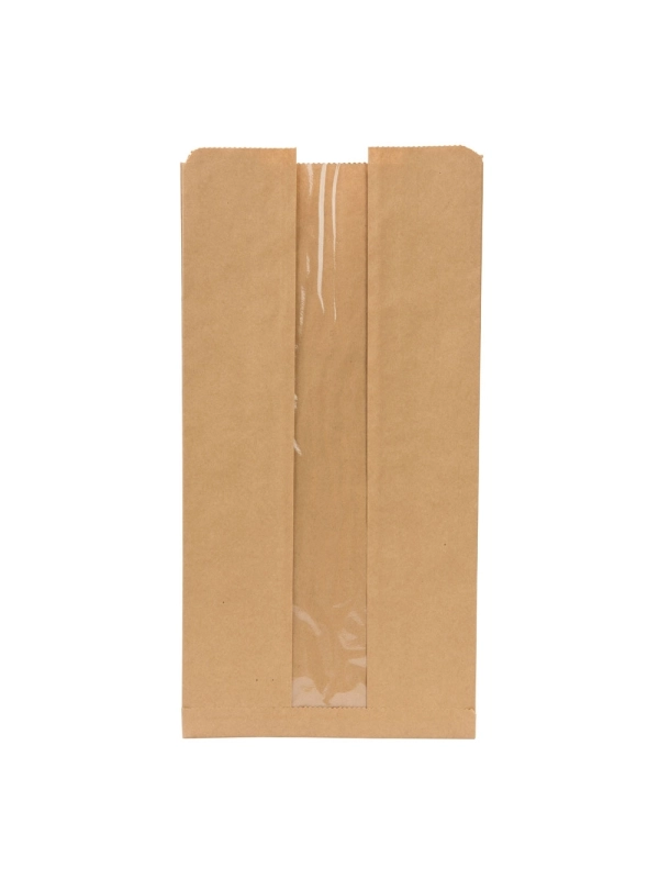 Torebki papierowe z oknem PLA 20x11x40 op.500szt., biodegradowalne