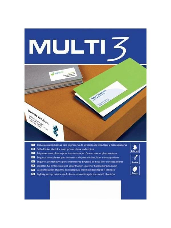 Etykiety samoprz. MULTI 3 63,5x72,0 12 etykiet na arkuszu op.100arkuszy 10493