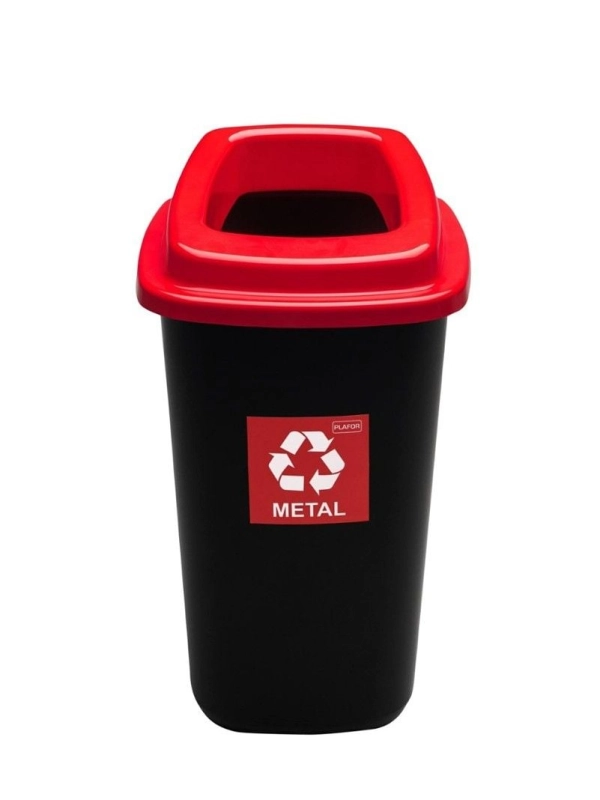 Kosz SORT BIN 90l METAL czerwona pokrywa