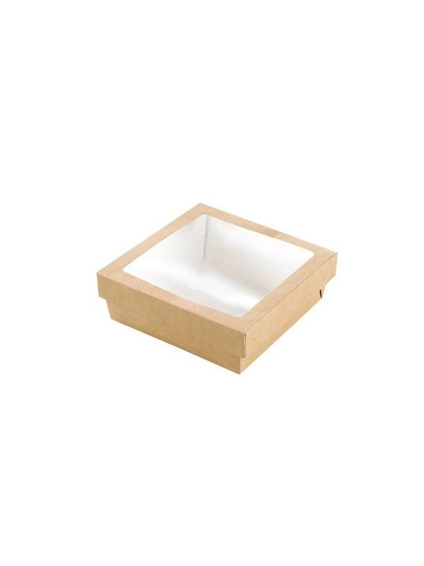 Pudełko brązowe TAKEAWAY 200 ml z oknem 85 x 85 x 40 mm op. 25 sztuk