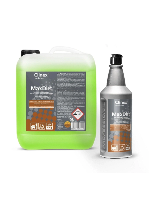 Clinex MaxDirt 5L do tłustych zabrudzeń Niskopieniący preparat do usuwania tłustych zabrudzeń