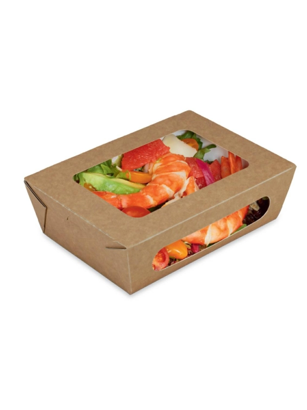 Pudełko brązowe sałatkowe 1000ml dwa okna, 204x142x60mm, op.50szt. (k/6)