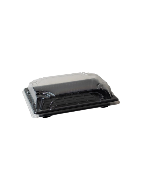 Pojemnik SUSHI na wynos 16,5x11,5cm czarny spód + krystaliczna pokrywka ANTIFOG kpl 50 sztuk