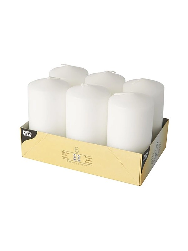 Świece pieńkowe 11,5cm białe średnica 6 cm op. 6 sztuk