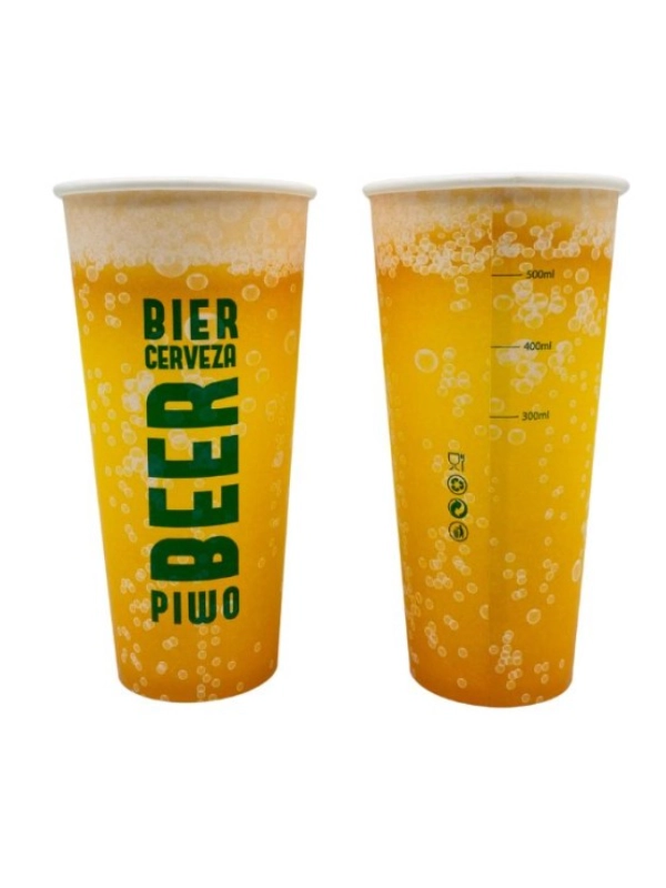 Kubek do piwa BEER 500ml papierowy bez opłaty SUP - BIO mocny 50szt