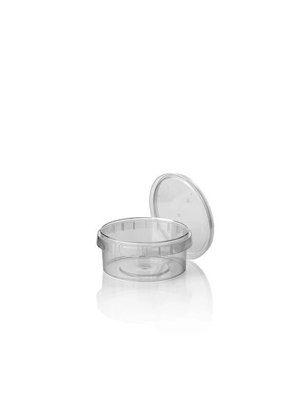 Pojemniki PP z plombą 240ml, komplet z pokrywką, śr.11,8xh.5,1cm kpl. 36 sztuk