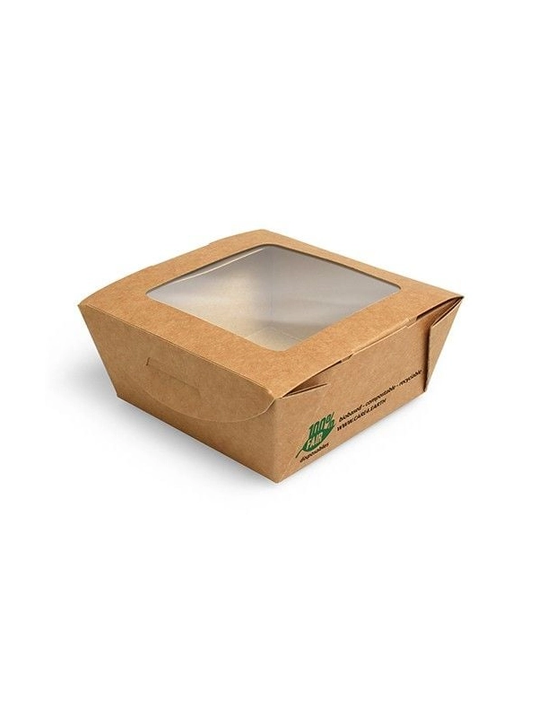 Pudełko brązowe sałatkowe 350ml 110x110x45mm PURE biodegradowalne op. 40 sztuk