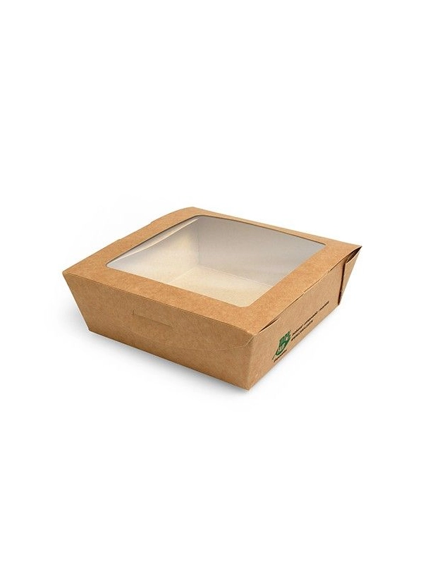 Pudełko brązowe sałatkowe 650ml 140x140x45mm PURE biodegradowalne op. 40 sztuk