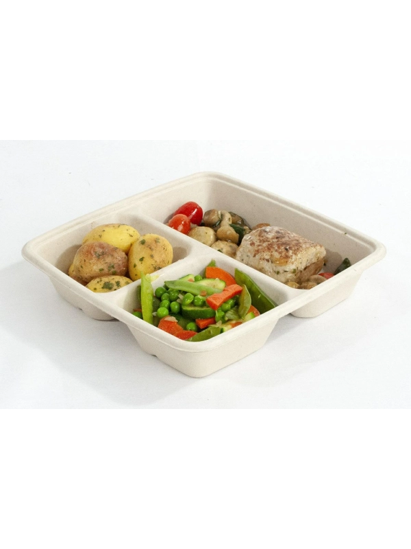 BePulp SQ23 pojemnik kwadratowy 900ml op.75szt. trójdzielny (k/4) 23x23x4cm, Sabert