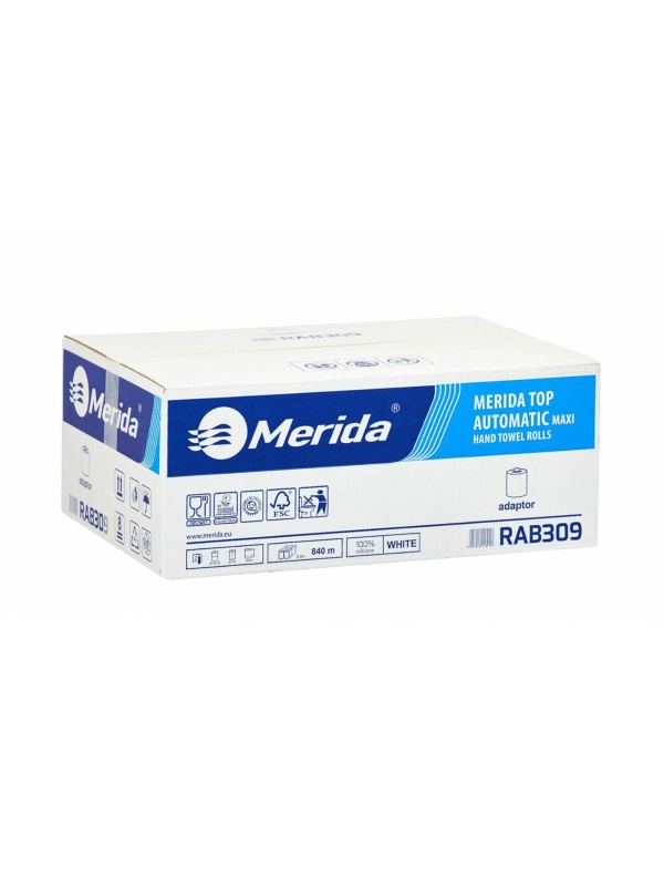 MERIDA ręczniki papierowe w roli z adaptorem TOP AUTOMATIC MAXI, białe, średnica 19 cm, długość 140 m, dwuwarstwowe,  (k/6)