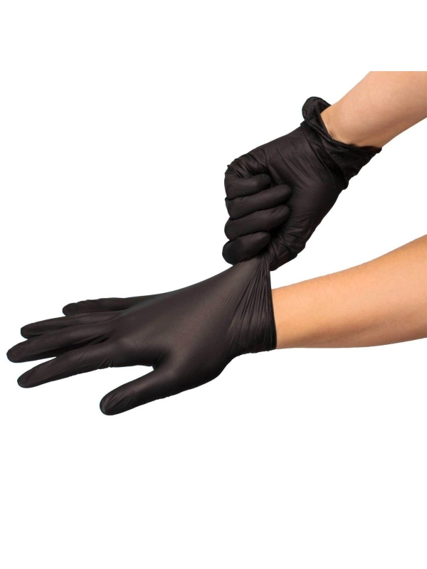 Rękawiczki nitryle czarne roz.S, MASTERGLOVE, bezpudrowe op.100szt (k/10)