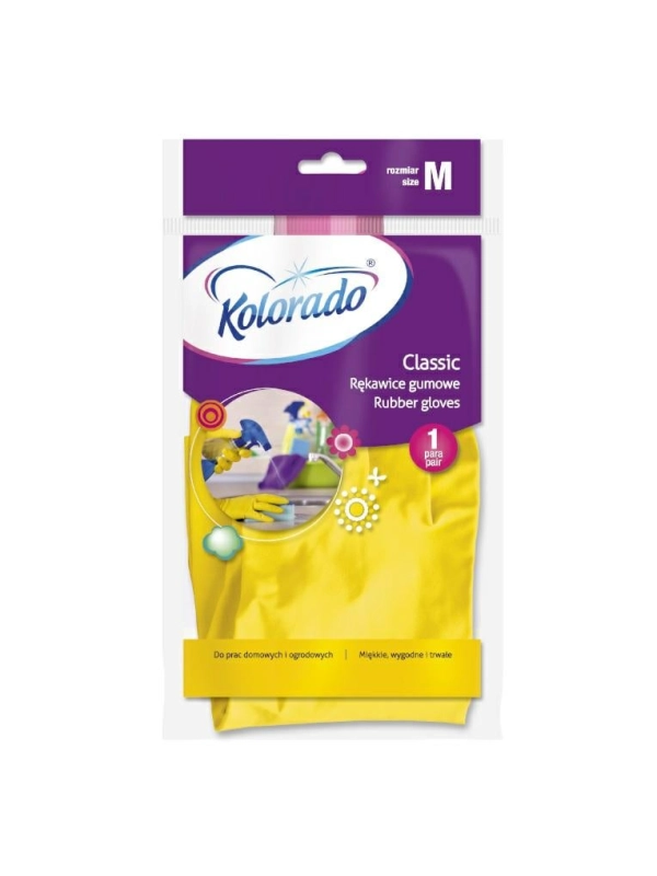Rękawiczki gumowe flokowane żółte M (k/144)