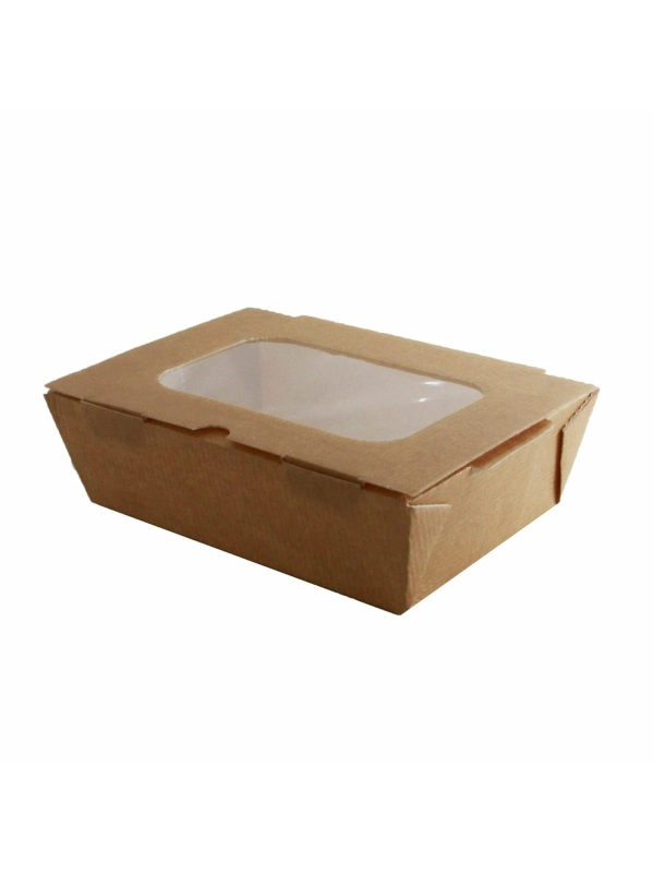 Pudełko brązowe sałatkowe 1500ml 185x125x60mm op.136szt z okienkiem
