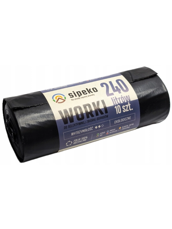 Worki na śmieci 240L czarne extra mocne 10szt