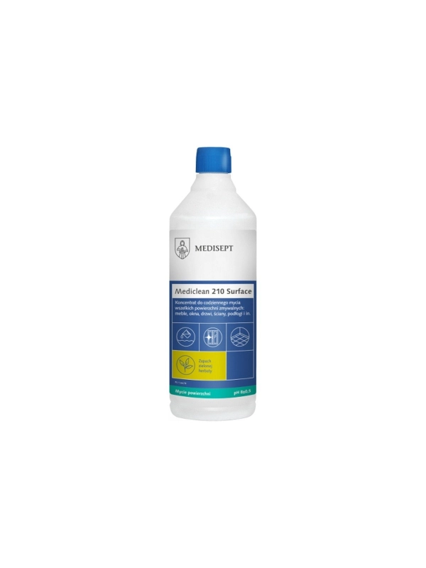 MEDICLEAN 210 Surface 1L Zielona Herbata (k/12) płyn uniwersalny, mycie codzienne powierzchni zmywalnych,podłogi