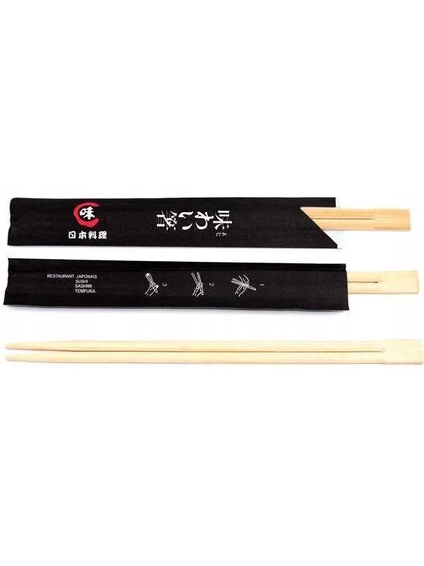 Pałeczki do sushi bambusowe w papierku 21 cm 100szt Pałeczki do sushi bambusowe w papierku 21 cm 100szt