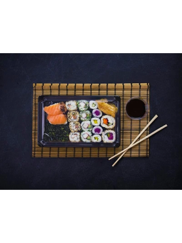 Sushi set 4" z pokrywką 21,2x13,8x4cm VEGWARE,biodegradowalne op. 100 kpl."