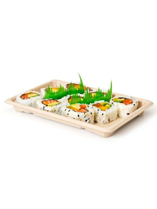 Sushi Box 2 tacka z trzciny 16,5x11x1,5c op.50szt., naturalny, biodegradowalny (k/20)