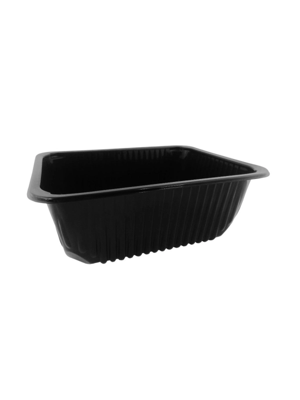 Pojemnik obiadowy do zgrzewu 2700 ml 227x178x100mm, niedzielony, żebrowany, czarny op. 380 sztuk