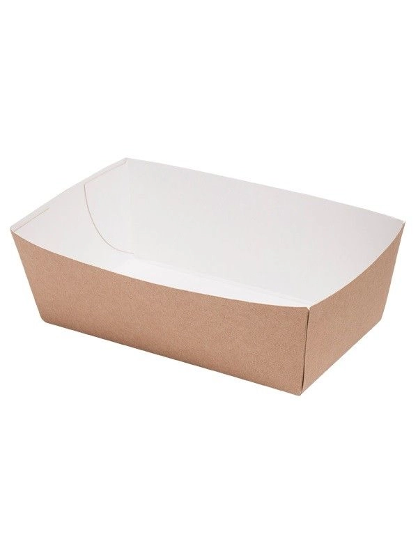 Tacka brązowa na frytki, burgery, sałatki 7,5x13,5x3,7cm, dolny wymiar 6x12x4cm TnG op. 100 sztuk