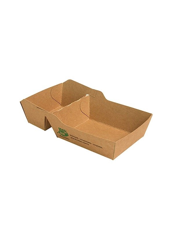 Tacka brązowa na frytki 7x14x3,5cm dwudzielna PURE biodegradowalna op. 80 sztuk