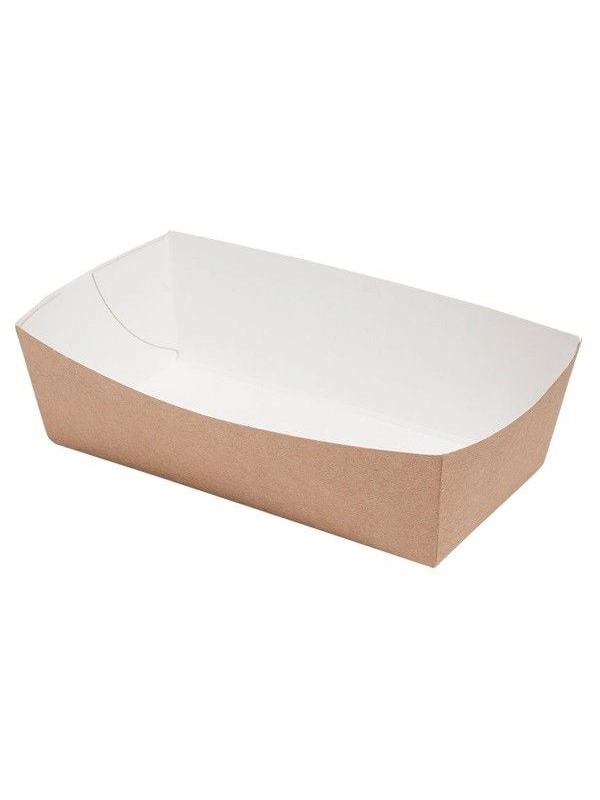 Tacka brązowa na frytki, burgery, sałatki 8,2x15,2x4,5cm, dolny wymiar 7x14x4,5cm TnG op. 100 sztuk