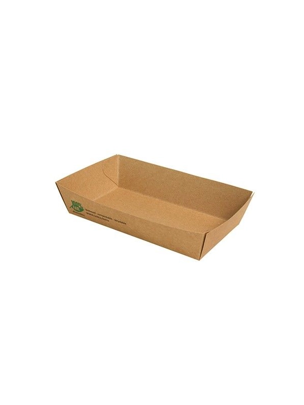 Tacka brązowa na frytki, burgery, sałatki 8,5x15,5x3,5cm PURE biodegradowalne op. 80 sztuk