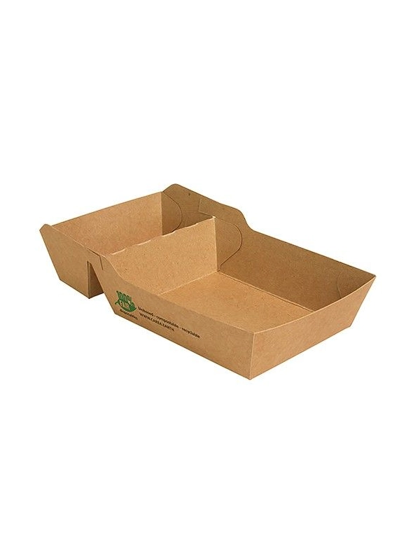 Tacka brązowa na frytki 8,5x15,5x3,5cm dwudzielna PURE biodegradowalna op. 80 sztuk