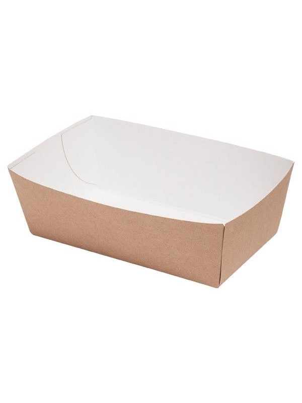 Tacka brązowa FRYTKI, BURGERY, SAŁATKI 14,5x8x5,5cm TnG op. 100 sztuk