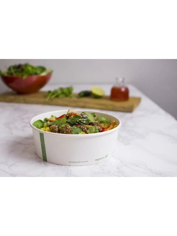 Miska sałatkowa 1000ml biała śr.185xh.63mm VEGWARE 100% kompostowalna op. 50 sztuk