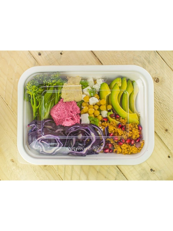 Seria 5" pokrywka PLA transparentna 253x195x25mm VEGWARE biodegradowalna op. 50 sztuk"