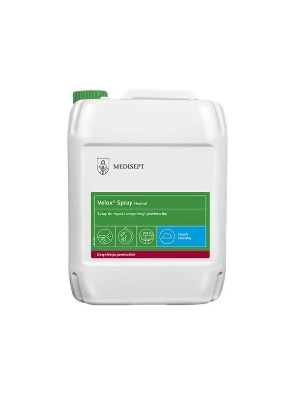 MEDISEPT Velox Spray Neutral 5L Alkoholowy gotowy do użycia preparat do mycia i dezynfekcji powierzchni sprzętu medycznego