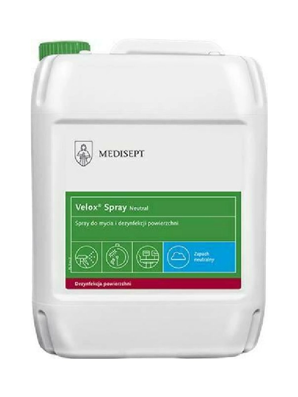 MEDISEPT Velox Spray Teatonic 5L Alkoholowy gotowy do użycia preparat do mycia i dezynfekcji powierzchni sprzętu medycznego