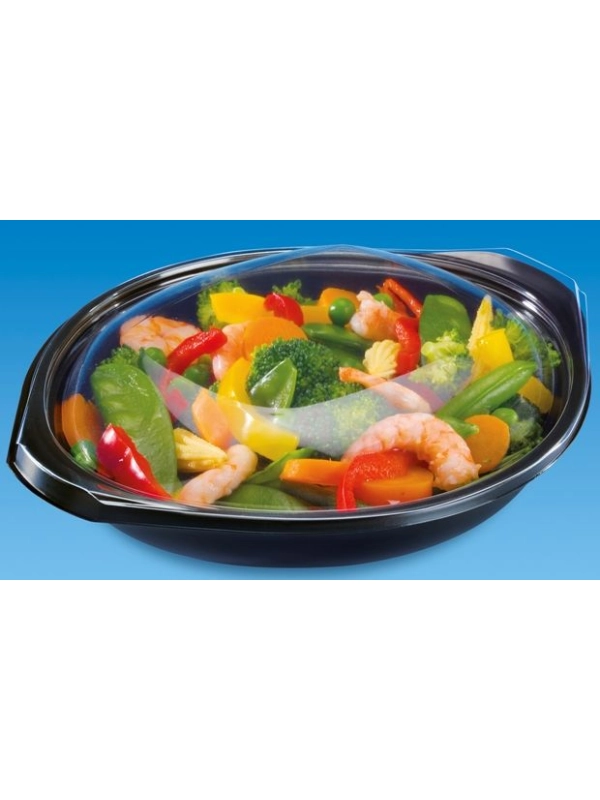 Pojemnik obiadowy typu WOK PP 750ml czarny spód + transparentna pokrywka kpl 25 sztuk