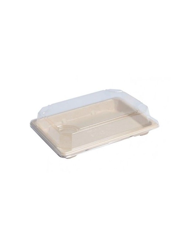 Tacka SUSHI z trzciny cukrowej średnia z pokrywką 185x130x15 kpl. 50 sztuk